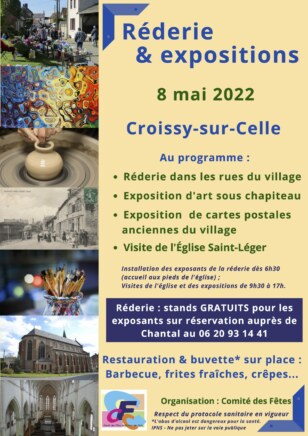 Affiche Rederie, visite de l’eglise et ex positions 8 mai 2022 Croissy-sur-Celle